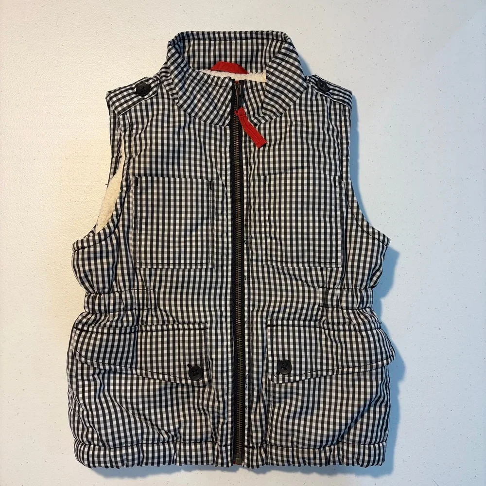 GAP Kids Unisex B&W Checkered Puffer Vest